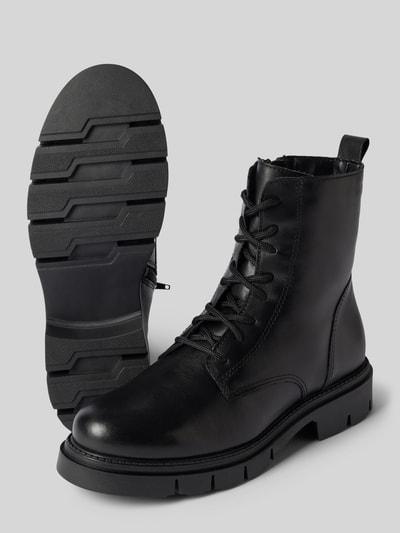 Tamaris Schnürboots aus Leder mit Ziernähten Black 4