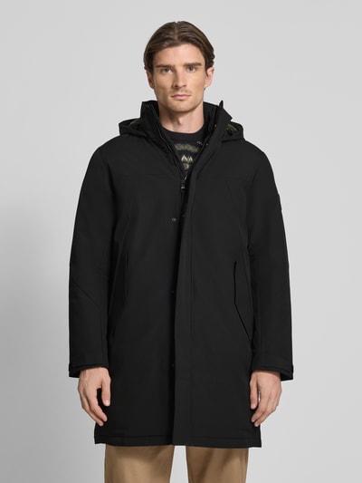 Tommy Hilfiger Płaszcz funkcyjny o kroju regular fit z kapturem Czarny 4