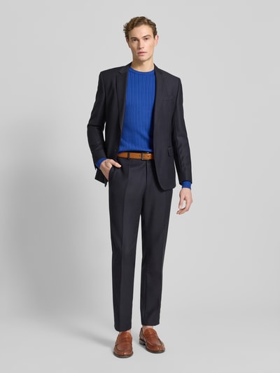 Christian Berg Men Sweter z dzianiny z prążkowanymi wykończeniami Królewski niebieski 1