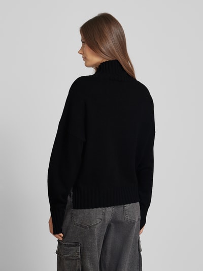 0039 Italy Gebreide pullover met turtleneck, model 'NIMA' Zwart - 5