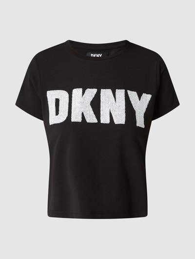 DKNY T-shirt o pudełkowym kroju z cekinami  Czarny 2