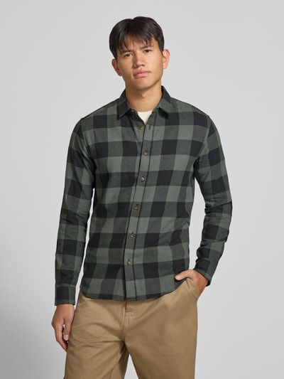 ONLY & SONS Slim Fit Freizeithemd aus reiner Baumwolle Modell 'GUDMUND' Dunkelgruen 4