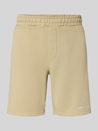 Produktfoto, Shorts mit elastischem Bund und Logo-Stitching von Pegador in hellem Beige, Baumwoll-Mix, Loose Fit, sichtbare Eingrifftaschen, weiche Textur