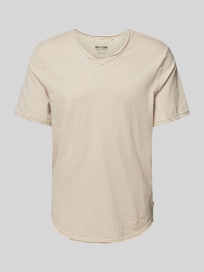 Only & Sons T-Shirt mit V-Ausschnitt Modell 'BENNE' Beige 1