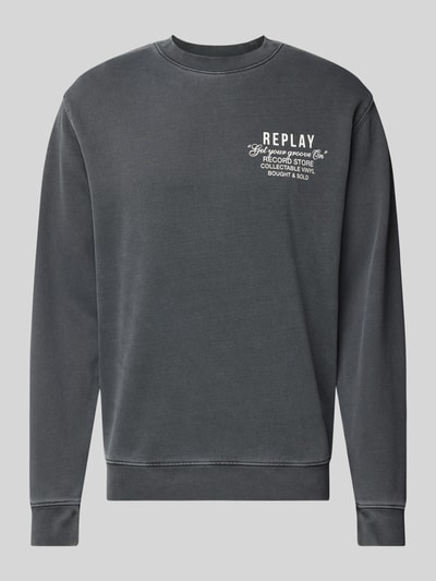 Replay Sweatshirt met labelprint en ronde hals Zwart - 2