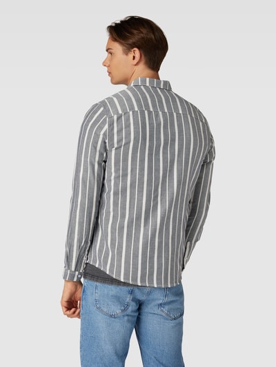 Tom Tailor Denim Regular Fit Freizeithemd mit Streifenmuster Modell 'striped' Marine 5