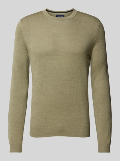 Christian Berg Men Gebreide pullover met ronde hals Olijfgroen gemêleerd - 2