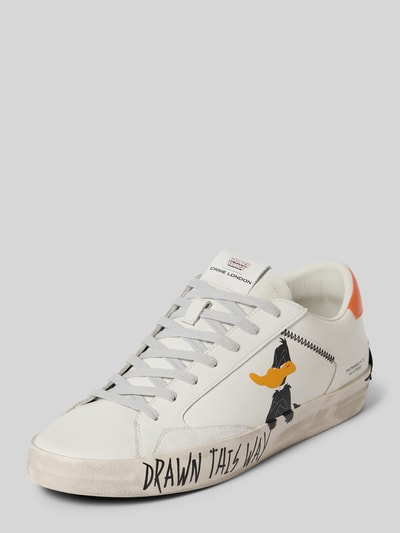 Crime London Ledersneaker mit Motiv-Print Modell 'DISTRESSED' Weiss 1