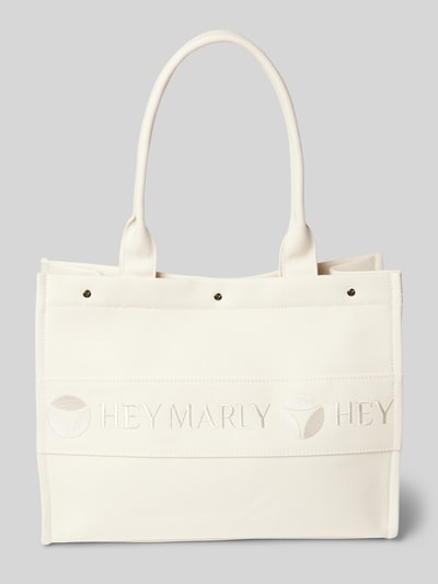 Hey Marly Handtasche mit Label-Stitching Modell 'Signature Bag' Ecru 4