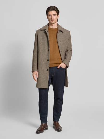 Tom Tailor Regular Fit Strickpullover aus reiner Baumwolle Hellbraun 1