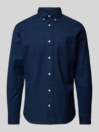 Jack & Jones Premium Slim fit vrijetijdsoverhemd met borstzak, model 'BROOK OXFORD' Marineblauw - 2