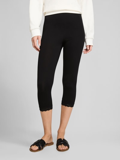 Tom Tailor Denim Slim fit legging van katoenmix met kant Zwart - 4