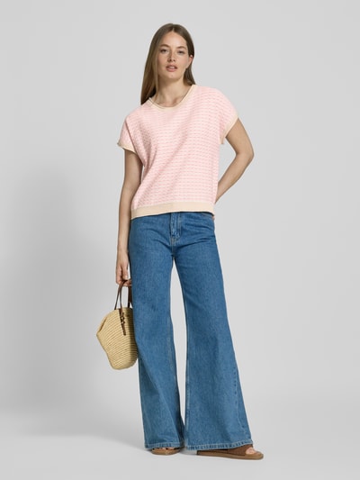 FREE/QUENT Bluzka z dzianiny z okrągłym dekoltem model ‘DODO’ Różowy 1