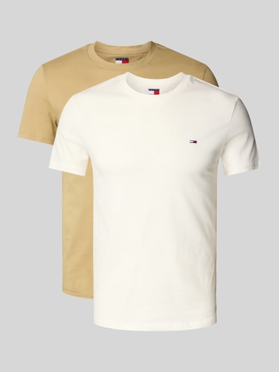 Tommy Jeans Slim fit T-shirt met logobadge in een set van 2 stuks Offwhite - 2