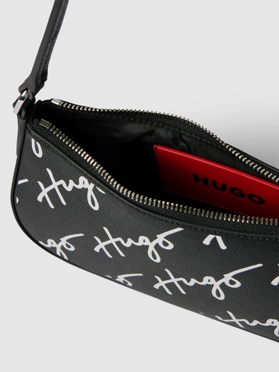 HUGO Handtasche mit Label-Print Modell 'Chris' Black 4