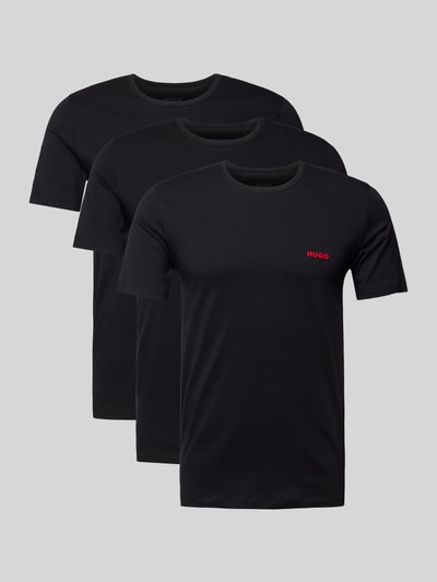 HUGO Regular Fit T-Shirt mit Label-Print im 3er-Pack Black 1