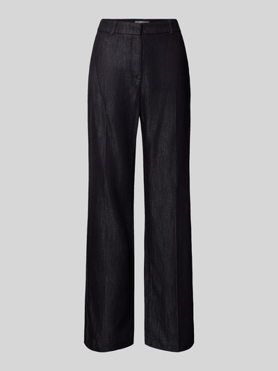 Produktfoto, Hose in Denim-Optik mit Bügelfalten von Christian Berg Woman Selection, ciemny niebieski, krój regular fit, Szerokość w rozmiarze 36: 39 cm, długość nogawki wewnętrznej: 78 cm, bawełniano-lyocellowa mieszanka