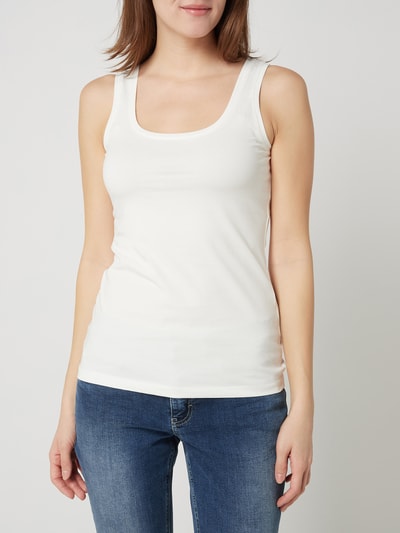 OPUS Tanktop van een mix van katoen en elastaan Offwhite - 4