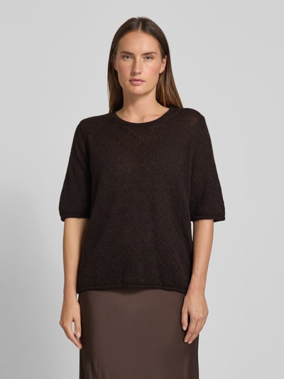 Milano Italy Strickshirt mit Rundhalsausschnitt und 1/2-Arm Schoko 4