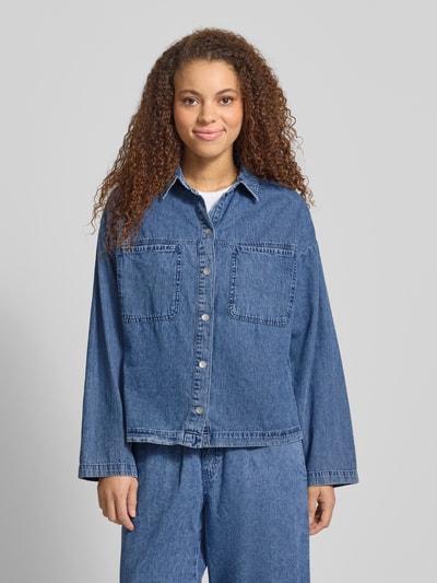 NOISY MAY® Oversize'owa koszula-bluzka o wyglądzie denimu model 'Enza' Jeansowy niebieski 4