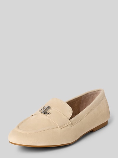 Lauren Ralph Lauren Loafers van leer met labelapplicatie, model 'AVERI III' Zand - 1