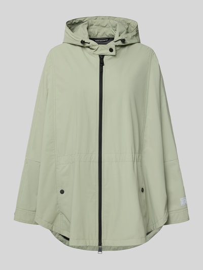 Produktfoto, Jacke mit Kapuze und Label-Patch van Fuchs Schmitt in lichtgroen, los model, tweewegritssluiting, steekzakken met drukknoopsluiting, labelpatch, ruglengte maat S 83 cm, schouderbreedte 42 cm, borstwijdte 89 cm, mouwlengte 22 cm.