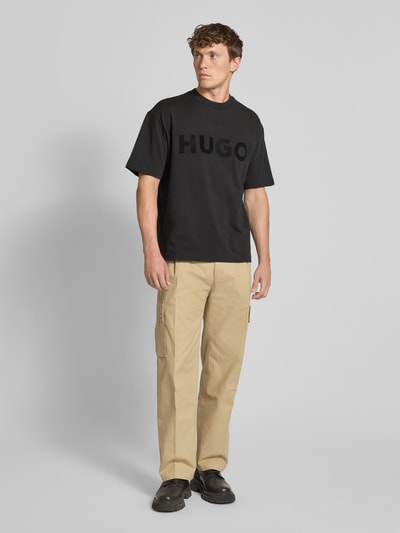HUGO T-shirt met labelprint, model 'Dinkee' Zwart - 1