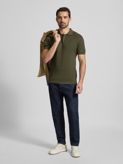 MCNEAL Gebreide polo met korte knoopsluiting Olijfgroen - 1