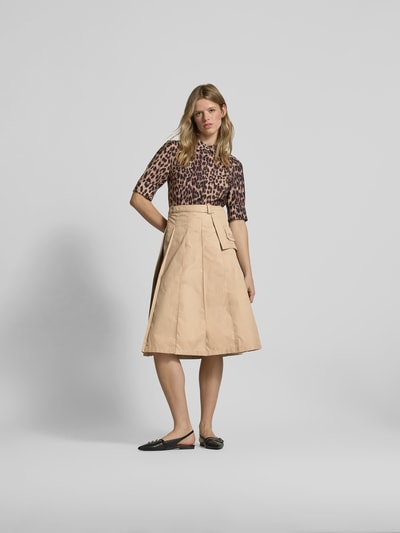 BAUM & PFERDGARTEN Midirock mit gelegten Falten Beige 1