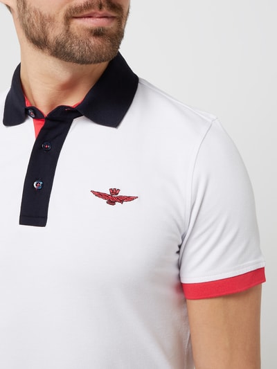 Aeronautica Militare Slim fit poloshirt met stretch  Offwhite - 3