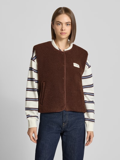 OH APRIL kamizelka w kroju regular fit z czystej bawełny model 'Magnolia' Ciemnobrązowy 4
