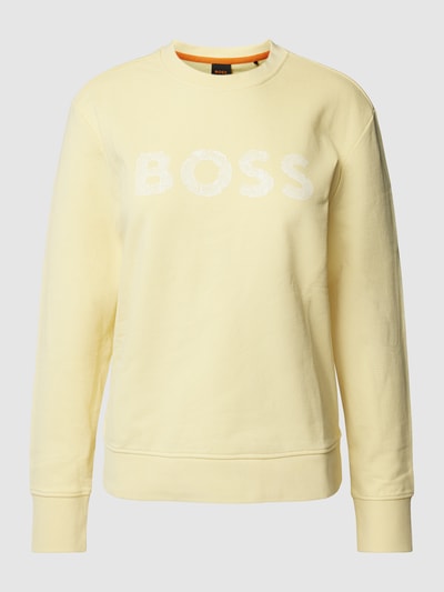 BOSS Orange Sweatshirt mit Label-Print und Motiv-Print im Regular Fit Hellgelb 1