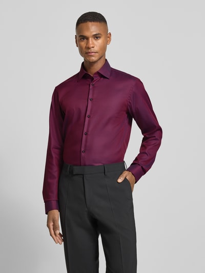 Christian Berg Men Regular Fit Businesshemd aus Baumwolle mit Kentkragen Bordeaux 4