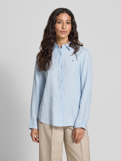 Tommy Hilfiger Regular Fit Hemdbluse aus reinem Leinen Hellblau 4