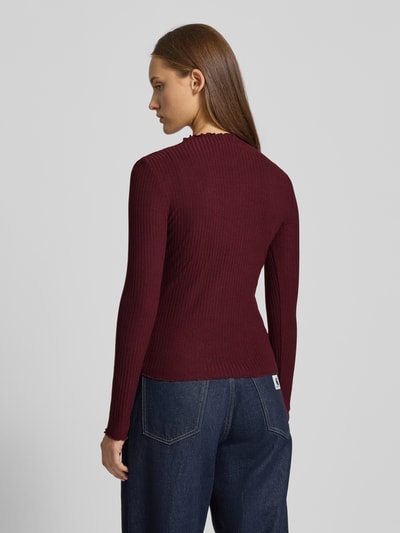 Only Slim Fit Langarmshirt mit Viskose-Anteil Modell 'LEMMA' Bordeaux 5