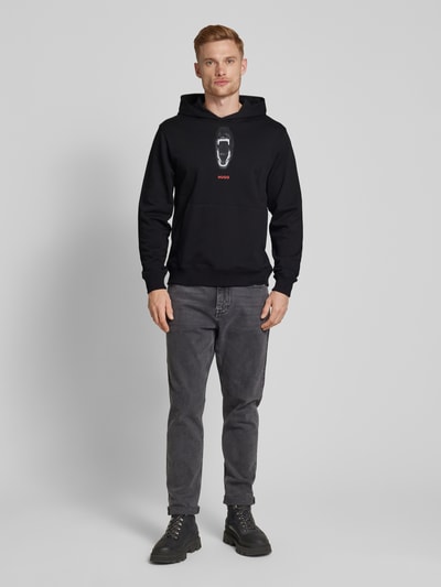 HUGO Hoodie met labelprint, model 'Dartchon' Zwart - 1