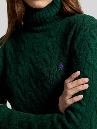 Polo Ralph Lauren Sweter z golfem o kroju regular fit z mieszanki wełny i kaszmiru Ciemnozielony 3