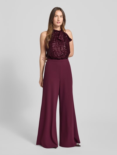 Swing Regular fit jumpsuit met pailletten Donkerrood - 1