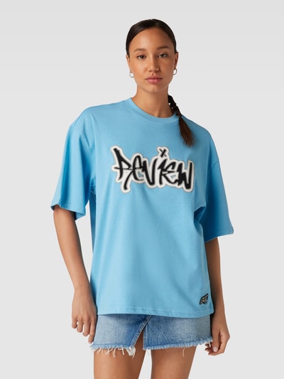 REVIEW Oversized T-shirt met REVIEW-print Lichtblauw - 4