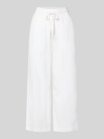 Produktfoto, Wide Fit Stoffhose aus Leinen-Mix mit Viskose-Anteil Modell 'Ina' von Soyaconcept in Weiß, elastischer Bund, glatte Oberfläche