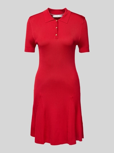 Tommy Hilfiger Knielange polojurk in riblook Rood - 2