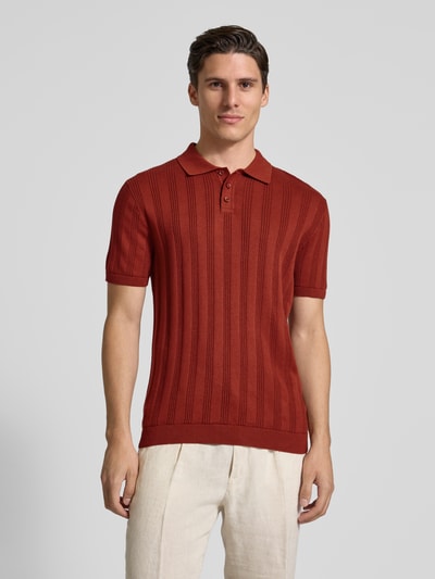 MCNEAL Regular Fit Strickpolo mit Strukturmuster Dunkelrot 4
