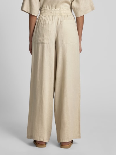 Drykorn Spodnie lniane o luźnym kroju z elastycznym pasem Piaskowy 5