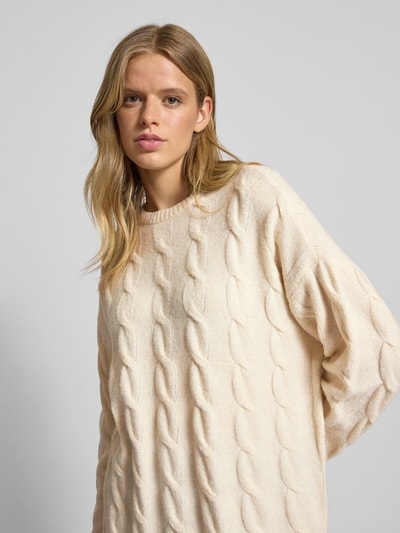 Only Sweter z dzianiny o kroju regular fit z fakturowanym wzorem model ‘JEANETTE’ Złamany biały 3