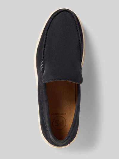 Produktfoto, Loafer aus echtem Leder Modell 'LIAM' von PS Poelman, czarne, zaokrąglony kształt, ozdobne przeszycia, gładka podeszwa, wysokość obcasa w rozmiarze 44: 2 cm, wysokość cholewki w rozmiarze 44: 6 cm, szerokość w rozmiarze 44: 12 cm