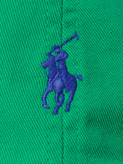 Productfoto, Baseballpet uit puur katoen van Polo Ralph Lauren, look: effen, logodetail, groen met blauwe applicatie, detailopname