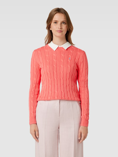 Polo Ralph Lauren Strickpullover aus Baumwolle mit Strukturmuster Modell 'JULIANNA' Hellrot 4