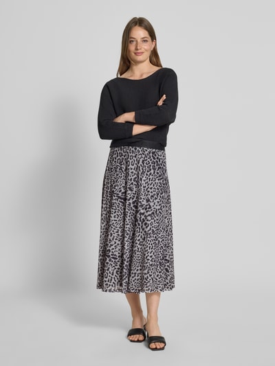 comma Midirock im Allover-Look mit elastischem Bund Black 1