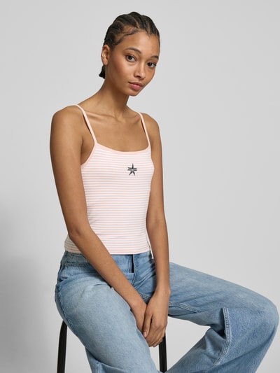 Guess Jeans Top z wyhaftowanym logo Jasnoróżowy 3