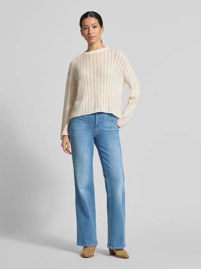 Raffaello Rossi flared fit jeans van katoenmix model 'NELLA' Lichtblauw - 1